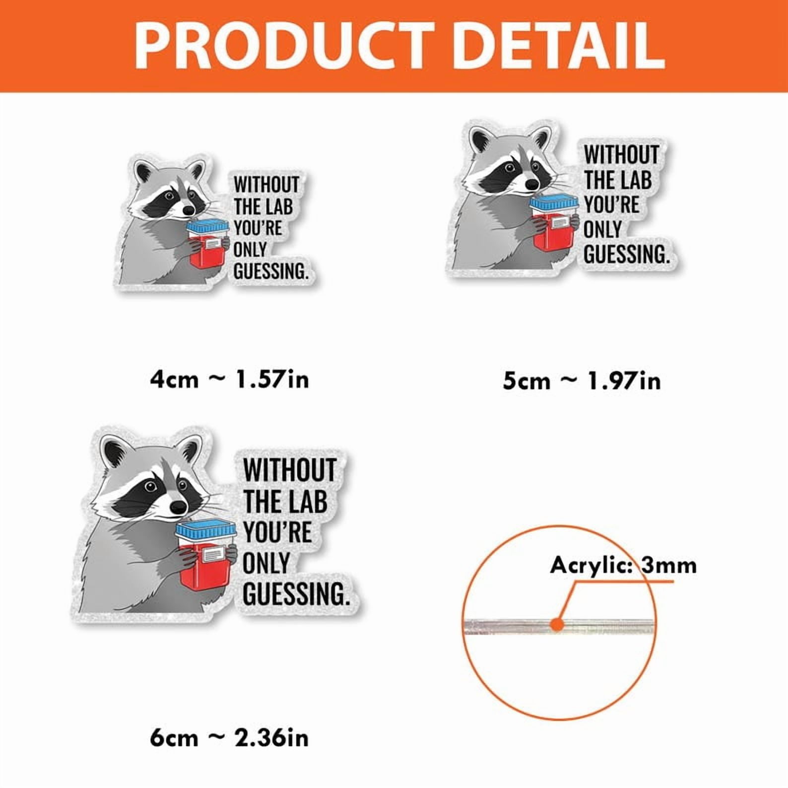 ViciArt Funny Lab Badge Reel, Acrylic Retractable ID Holder, Raccoon Specimen Cup
