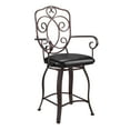 thumbnail image 3 of Linon Jurgens 24" Round Metal High Back Counter Stool, Matte Bronze/Dark Brown Faux Leather, 3 of 17
