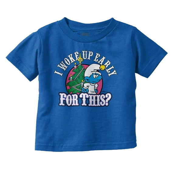 Grumpy Smurf Christmas Xmas Tree Toddler Boy Girl T Shirt Infant Toddler Brisco Brands 18M