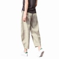 thumbnail image 3 of KDFJPTH Women's Solid Lantern Pants Elastic Waist Casual Harem Trousers Khaki XXXL/5, 3 of 6