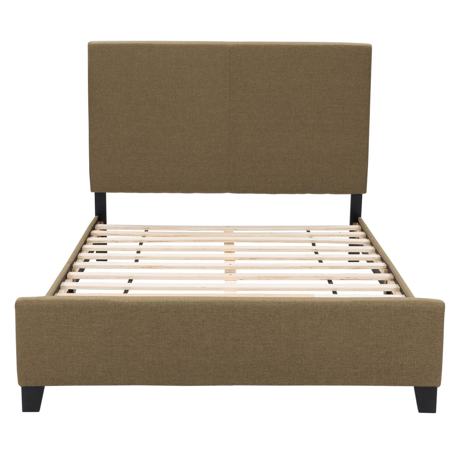 Cadre de lit double pour adulte CorLiving Juniper, rembourré en tissu, avec tête de lit et lattes rembourrées – Aucun sommier requis