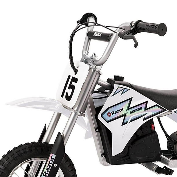 Electric Motocross Dirt Bike for Outdoor Park, White & Black