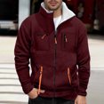 thumbnail image 2 of Men Hoodies Casual Hoodies for Men with No Hood Full Zip Sweatshirt Color: Brick Red Size: XXXL, 2 of 5