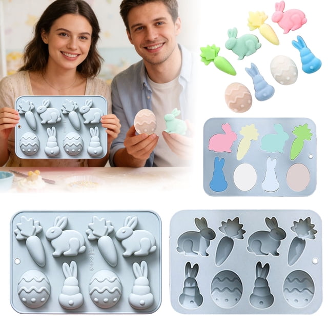 Creatine Easter Egg Silicone Rabbit Candy Rabbit Chocolate Silicone Carrot Cake Trays Easter Baking Trays