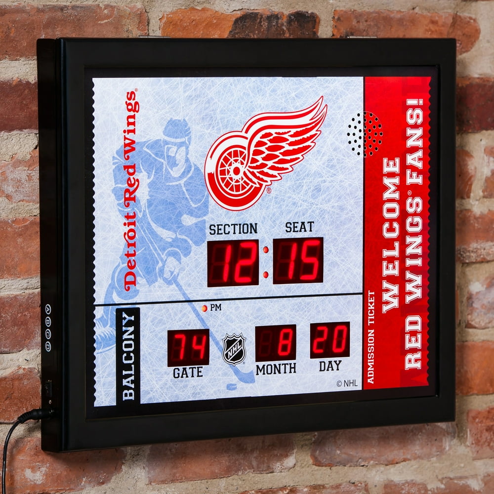 Detroit Red Wings 23" x 18" Bluetooth Scoreboard Wall Clock Walmart