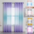 thumbnail image 6 of 2 Panels Sheer Grommet Window Curtain Panels for Bedroom & Living Room Decoration - 39" W x 98" L, Orange-Blue-Orange, 6 of 7