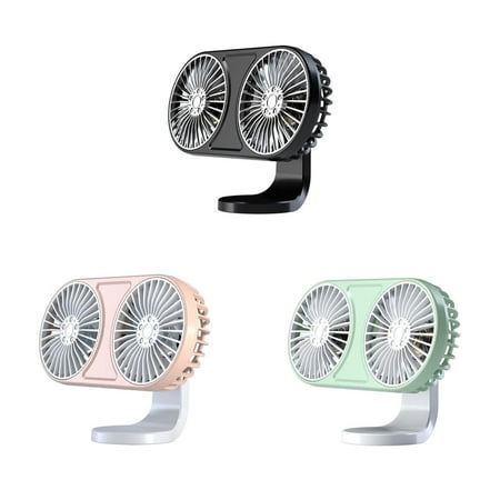 

Electric LED Car Fan|Portable Vehicle Cooling Fan with Dual Head|Adjustable 3 Wind Speed Quiet Small USB Fan for Auto Office Desk