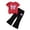 Red C, variant on Stamzod Girls 2 Piece Outfits Crewneck Short Sleeve T Shirts and Flare Leg Pants Summer Girls' Clothing Sets Red C 4-5 Years
