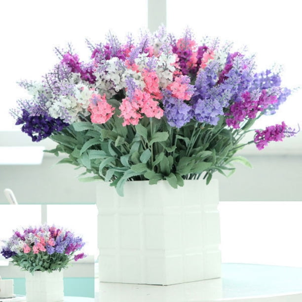 Gwong Decoración hogareña 10 cabezas 1 ramo de seda seda lavanda fake jardín planta flor decoración del hogar Gwong 8105110