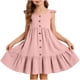 thumbnail image 1 of Vestido de Fiesta de Niña Bebé Color Sólido Plisado Casual con Botón Camisola Y Vestido de Princesa de Manga Larga Niñas de Moda Princesa Vestir, 1 of 6
