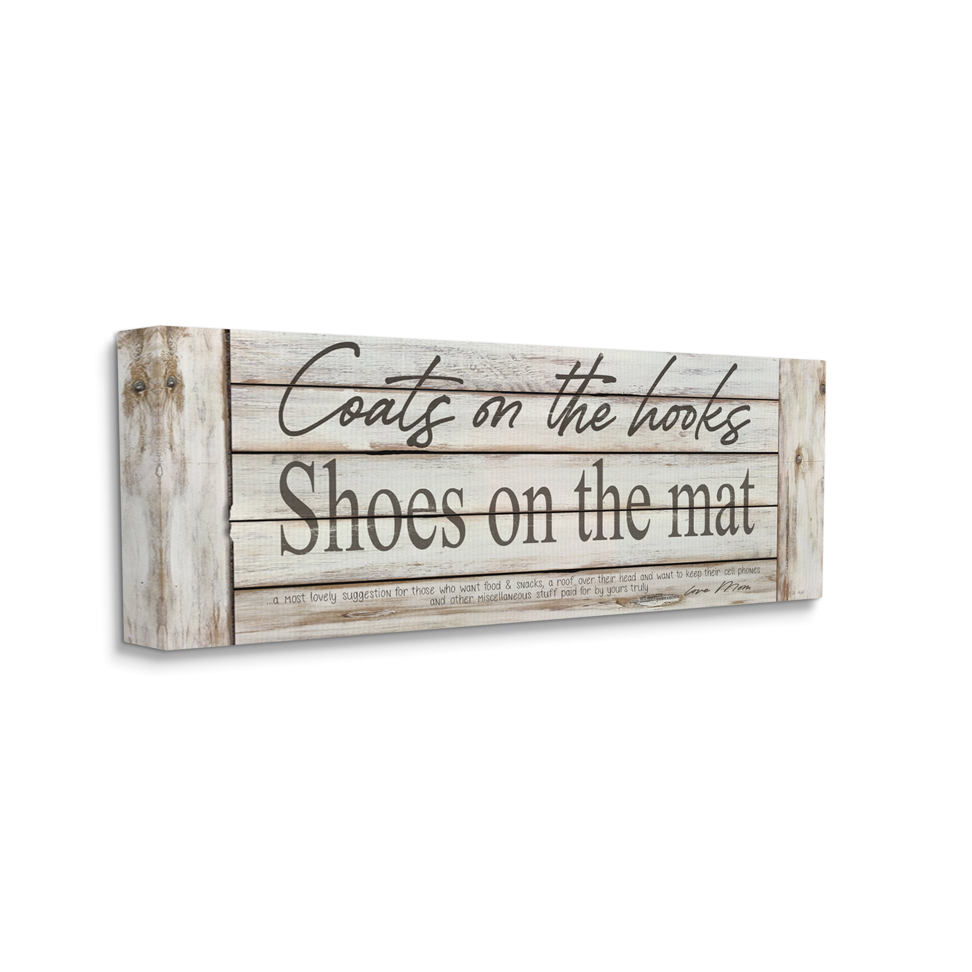 Stupell Industries Coats on Hooks Shoes on Mat Home Rules ,40 x 17, Design by Cindy Jacobs