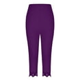 thumbnail image 5 of XDDLITP Capri Leggings for Women 2025 High Waist Tummy Control Leggings Summer Gym Athletic Workout Plus Size Joggers Solid Color Seamless Crop Pants,Purple M, 5 of 6