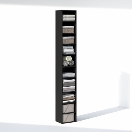 Furinno PASIR 10-Tier Closet Organizer Adjustable Open Shelf 12" Width Blackwood