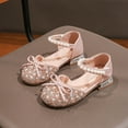 thumbnail image 2 of LOVZFMLL Girl's Dress Shoes Adorable Sparkle Mary Jane Bow Princess Low Heels Wedding Party Footwear for Toddler Kids Pink 3-4 Years, 2 of 7