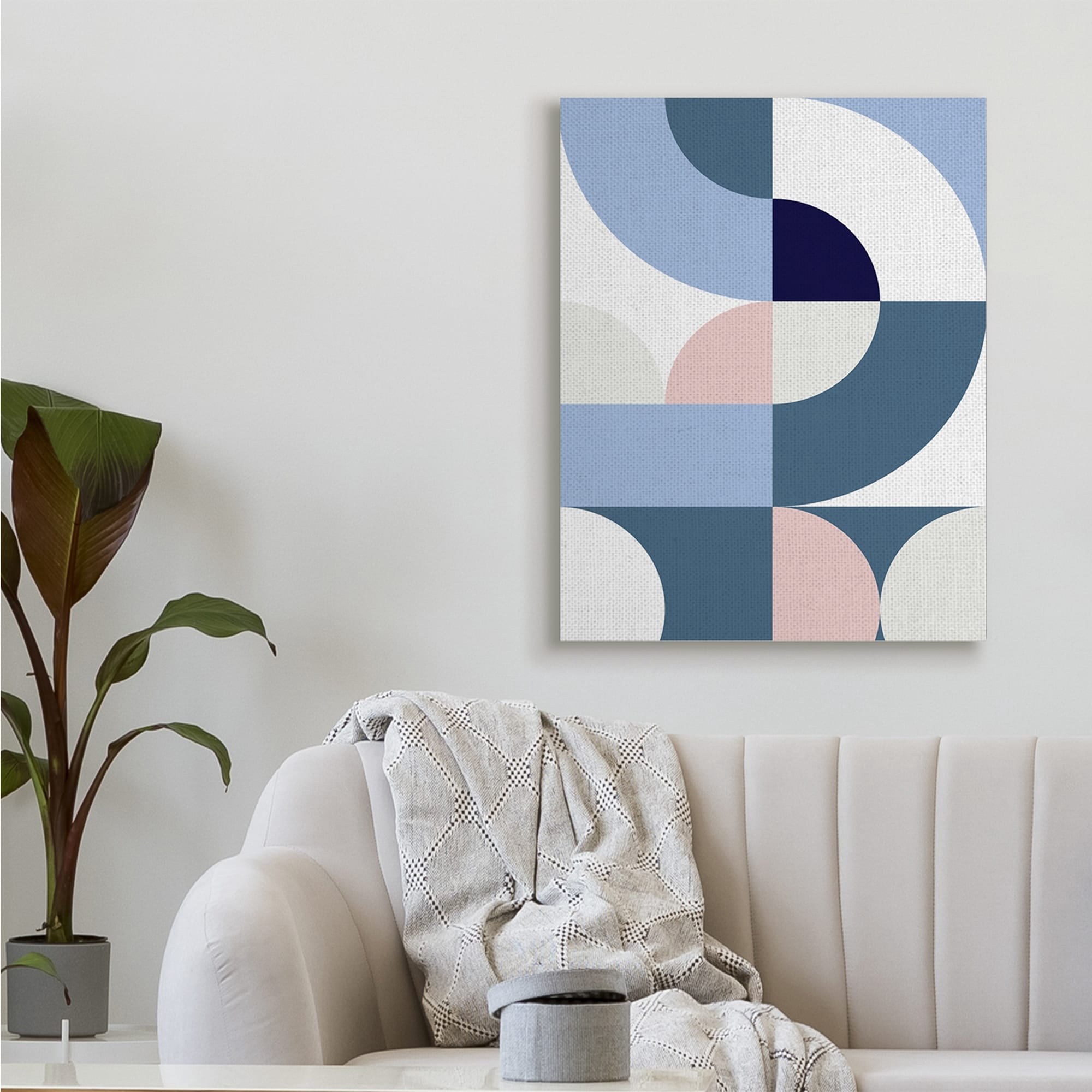 Stupell Industries Collage of Abstract Curves Blue Pink Beige,36 x 48,Designed by Seven Trees Design