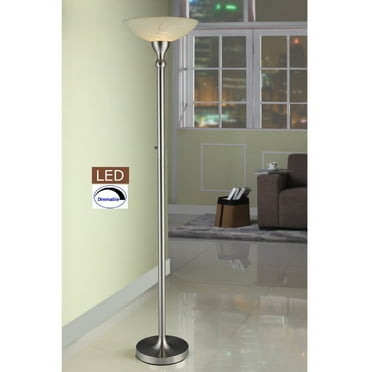 Artiva 71" LED Torchiere Floor Lamp with Alabaster Glass Shade and Dimmer