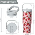 thumbnail image 5 of 1pc strawberry 30oz Tumbler with Straw & Handle - Insulated Stainless Steel Cup | Holiday Gift for Man Women (Christmas, Valentine's, Birthday), 5 of 7