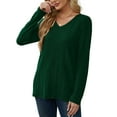 thumbnail image 3 of Qaspx Sweatshirts for Women Lightweight V Neck Long Sleeve Shirts Casual Loose Ribbed Tops, 3 of 6