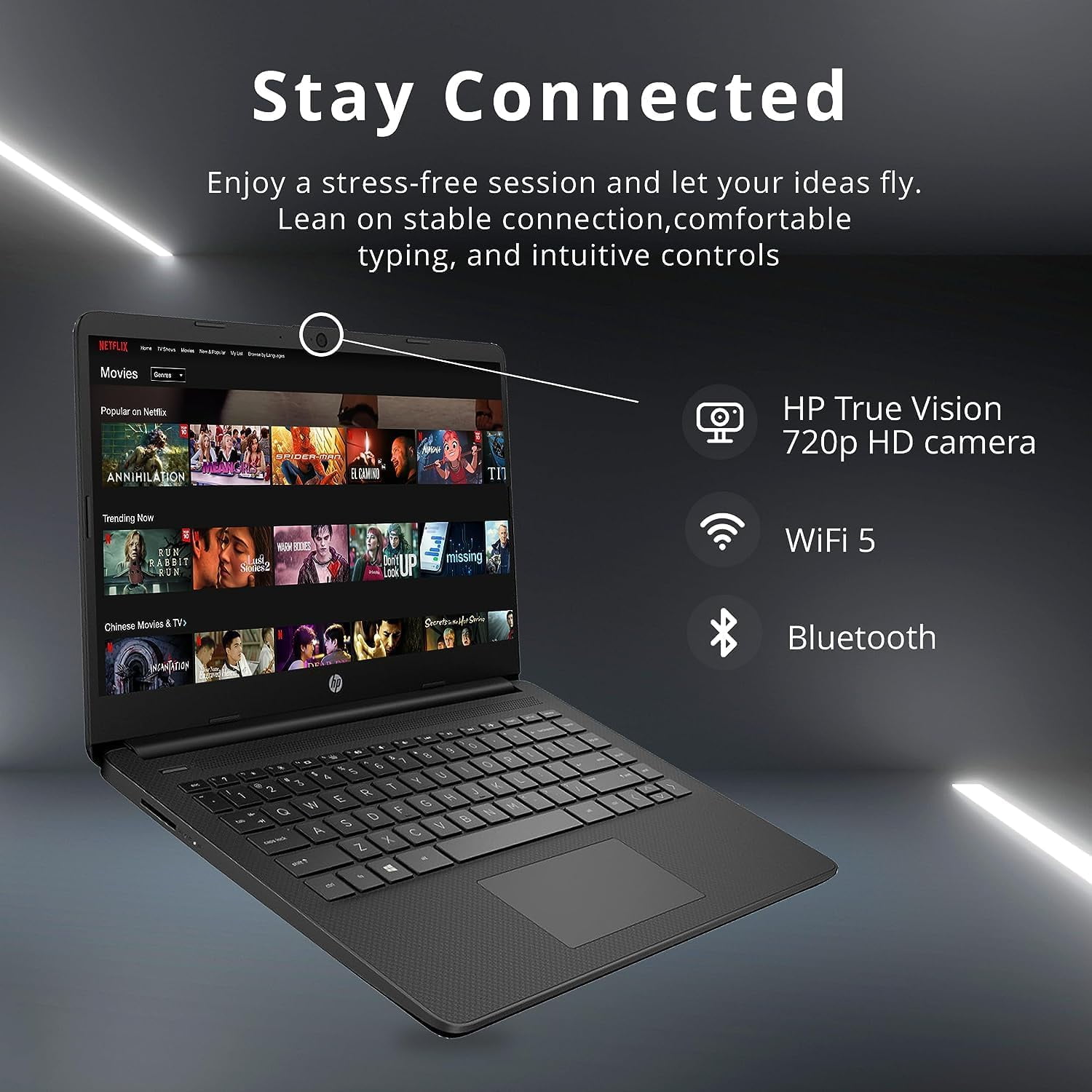 HP Stream 14" HD BrightView Laptop, Intel Celeron N4120, 8GB RAM, 64GB SSD, Intel HD Graphics, 720p Webcam, 1 Year Office 365, Black, Win 11 S, 32GB Hotface USB Card