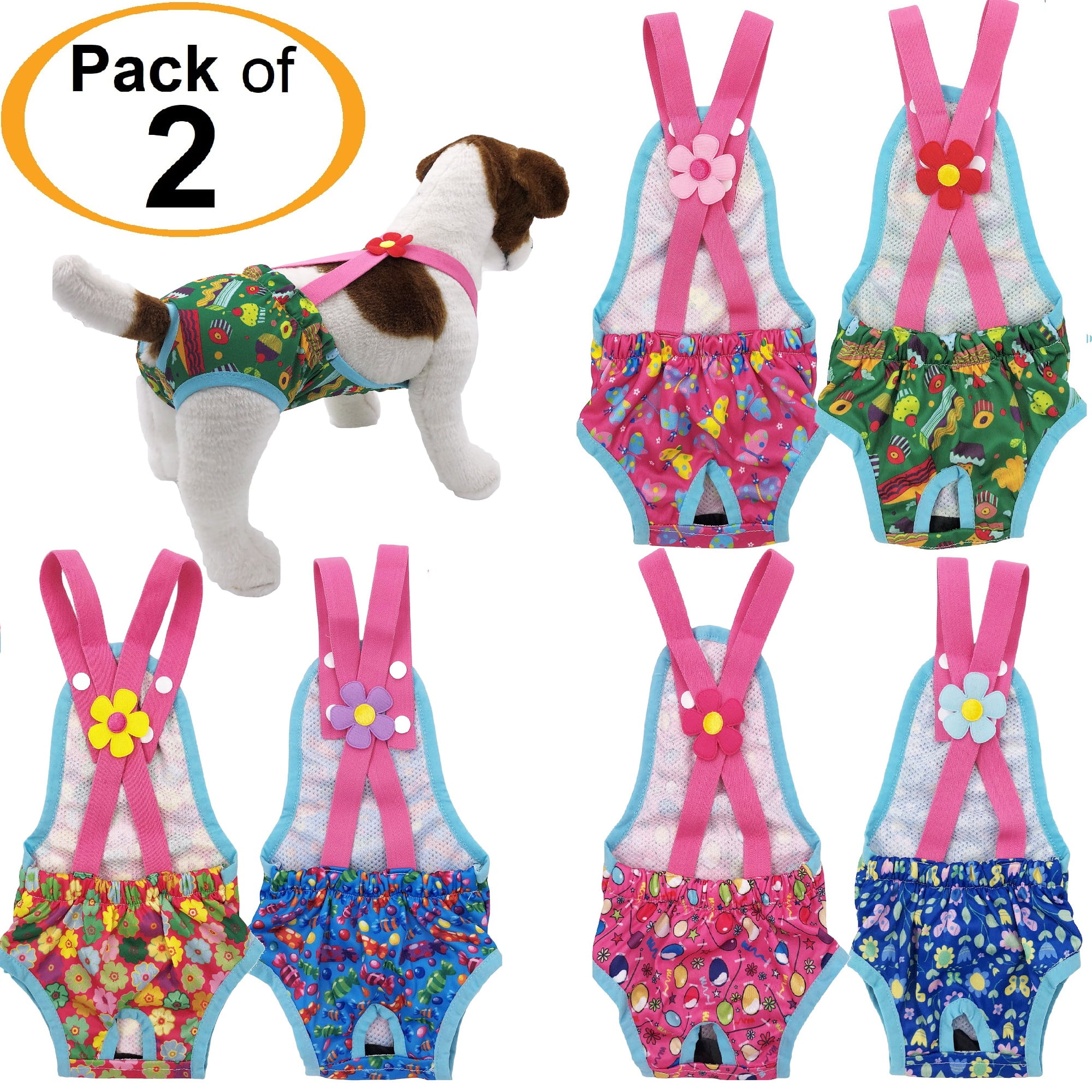 Dog Puppy Diaper Sanitary Pants Female Girl For SMALL Breeds Washable Reusable 