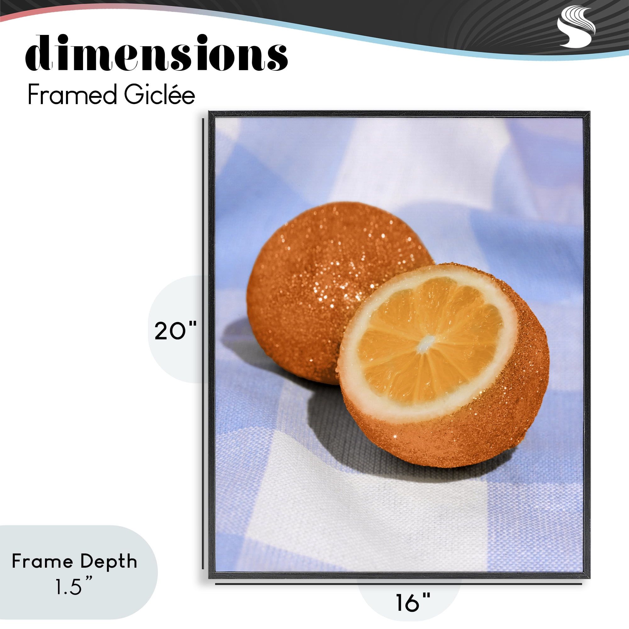 Stupell Industries Glimmer Orange on Blue Black Framed Giclee Art, design by LISH Creative