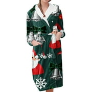 Women Robes Women's Long Warm Trendy Long Sleeve Winter Bathrobe Pajamas Night Robe