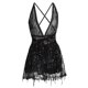 thumbnail image 1 of Negro S Falda corta sexy con cuello halter y lentejuelas sin espalda para mujer, 1 of 8