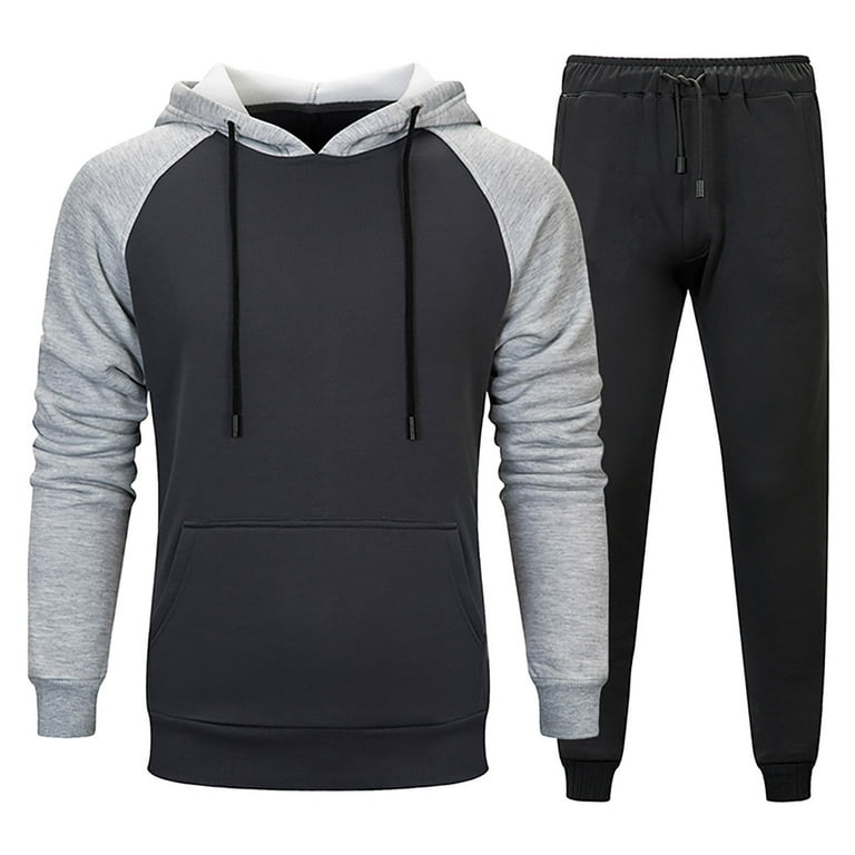 ZCFZJW Men s Color Matching Tracksuit Two Piece Casual Sportswear