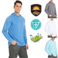 thumbnail image 2 of Mens UPF 50+ Sun Protection Long Sleeve Fishing Hoodies for Hiking Running Cycling, 2 of 9
