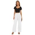 thumbnail image 2 of Pantalones de vestir FUNYYZO de cintura alta y pierna ancha para mujer, color blanco, 2 of 6