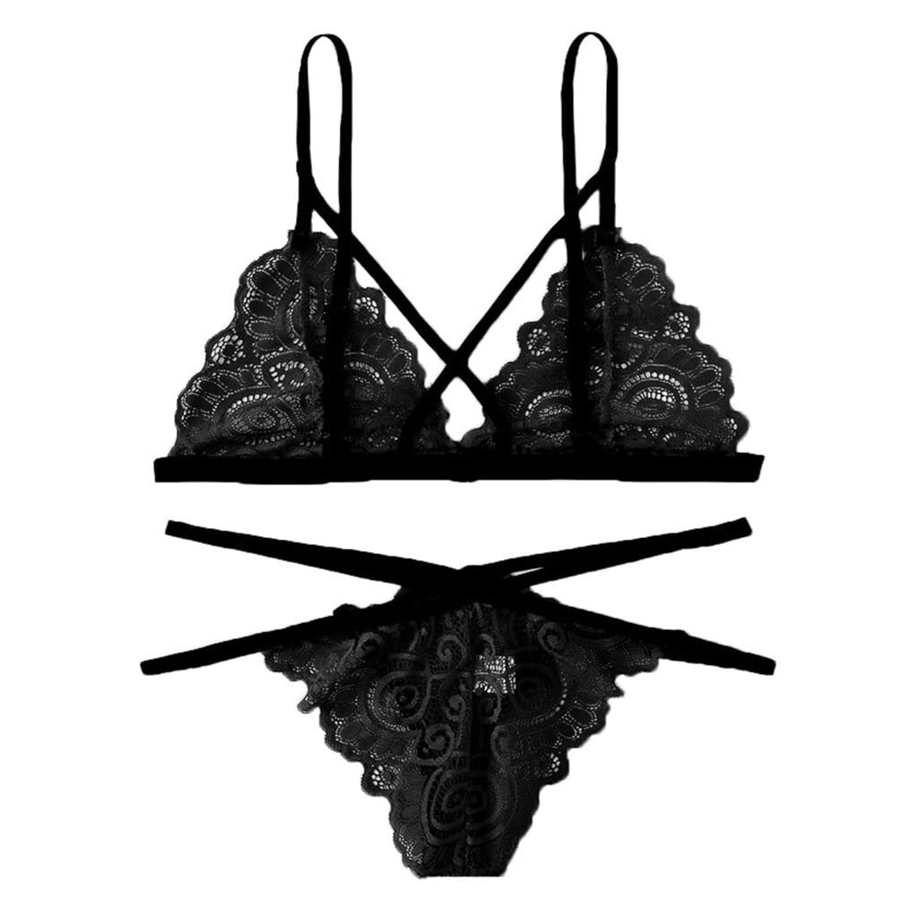 jovati Lingerie Grande Taille pour Femmes Sexy Nouvelles Femmes Sexy Plus Soutien Gorge Taille Dentelle V Cou String Lingerie Ensemble Sous Vetements S 2XL Walmart