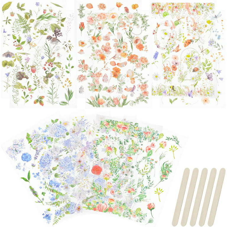 Rub On Transfer Sticker Scrapbook Stickers Flower Stickers Decoration  Sticker Planner Stickers Plant Stickers for Scrapbooking Diary Album  Journals