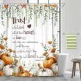 thumbnail image 6 of Fall Shower Curtain, Autumn Pumpkins Bible Verse Inspirational Bathroom Curtain Sets,Fall Farmhouse Home Bathtub Thanksgiving Decor with 12PCS Hooks,69X70 in, 6 of 6
