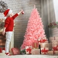 thumbnail image 2 of Patiojoy 6Ft Artificial Christmas Tree Hinged Spruce Full Tree with Metal Stand Pink, 2 of 9