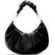 thumbnail image 1 of Cartera de cuero plisado para mujer, Color sólido, Hobos, para axilas (negro) Likrtyny Para estrenar, 1 of 8