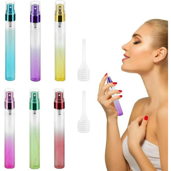 BUZIFU 6 PCS 10ml Spray Bottles Container Portable Travel Perfume Atomisers Mini Glass Refillable Perfume Bottles Mist Pump Empty Sample Spray Bottles with Dropper for Travel Essential Oils Perfume