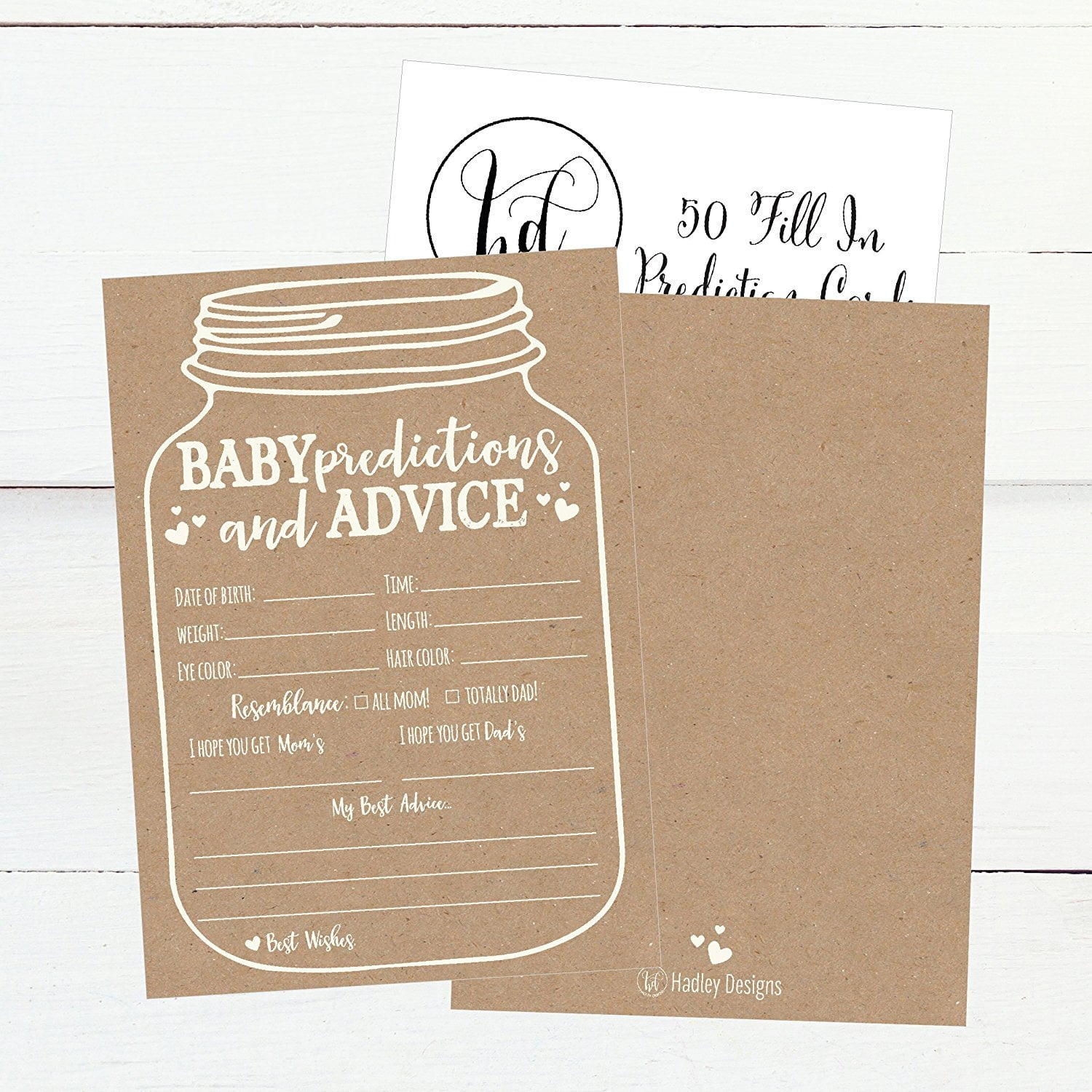 50 Mason Jar Advice And Prediction Cards For Baby Shower New Prediction Cards For Baby Shower