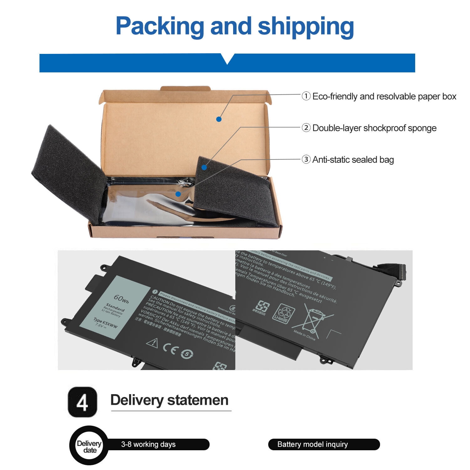 Batterie Pour Dell Latitude 7390 2-en-1 Et Autres Modèles - 7.6V 60Wh - Garantie 12 Mois