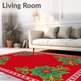 thumbnail image 2 of ODIKA 4'x6' Machine Washable Non-Slip Area Rug, Festive Holly Wreath with Snowflake Border Design High Traffic Rug, Red, 605900, 2 of 5