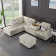 thumbnail image 5 of BSHTI 94.49" L-Shaped Modular Sectional Sofa with Storage Ottoman & Cup Holders – Corduroy Upholstery, Tufted Seat, Nail-Head Trim, Solid Wood & Iron Frame, 5 Colors, 5 of 12