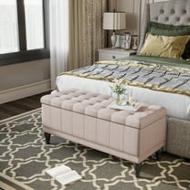 HOMCOM Fabric Storage Ottoman Shoe Bench Tufted Stool Lift Top Home Furniture