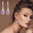 thumbnail image 4 of Momihoom Silver White Cubic Zirconia Earrings Dangling for Women Spiral Hanging Shaped Teardrop Earrings for Bridal or Gift, 4 of 5
