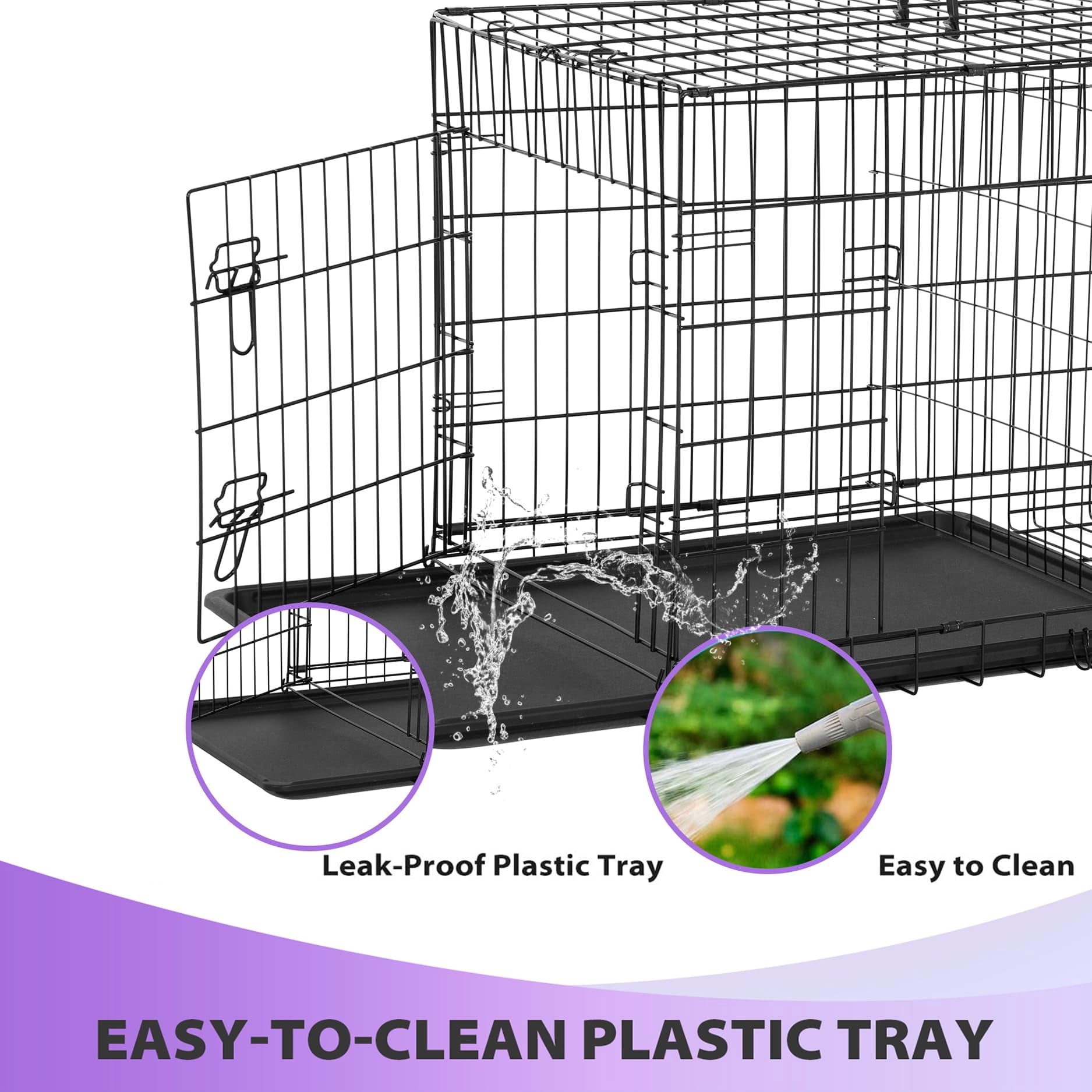 BORGEBY 48 Inch Dog Crates for Large Dogs Folding Metal Wire Crates Dog Kennels Outdoor and Indoor Pet Dog Cage Crate with Double-Door,Black