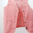 thumbnail image 6 of Women's Sleeveless Denim Vest V Neck Button Down Jean Waistcoat Jacket Lightweight Y2K Casual Trendy Loose Fit Jackets with Pockets, 6 of 7