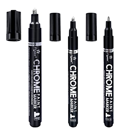 3Pcs Silver Liquid Mirror Chrome Markers, Permanent Reflective Mirror Liquid Chrome Paint Pens