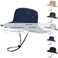 thumbnail image 3 of Sun Hat for Men,UPF50+ Wide Brim Boonie Hat Sun Hat Foldable Mesh Lined Fishing Hat for Sai Hiking Beach Garden Dark Blue, 3 of 6