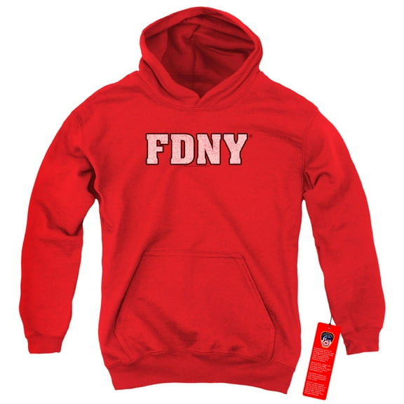 New York City Fdny Youth Pullover Hoodie Sweatshirt Red
