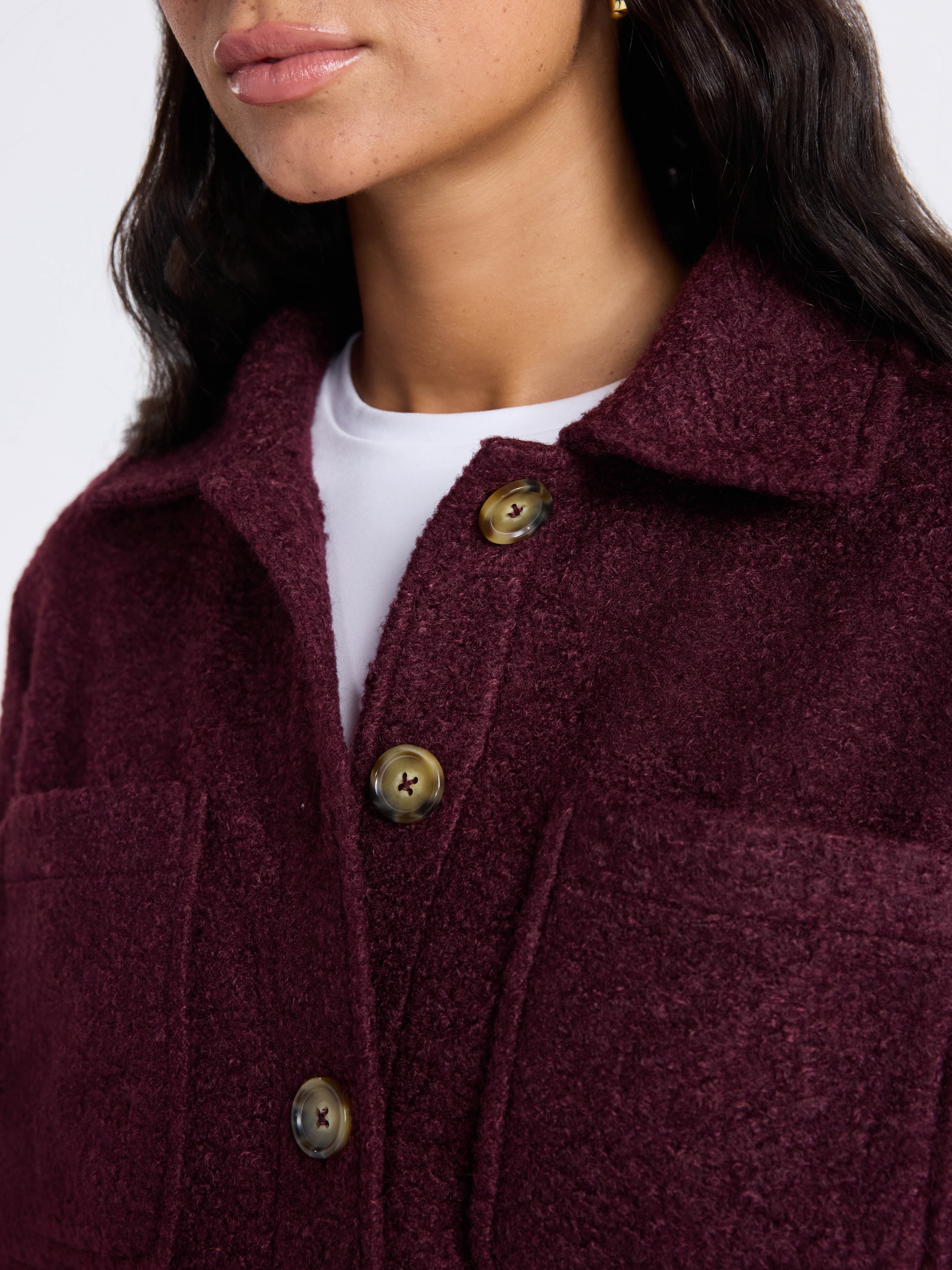 Time and Tru Women's Boucle Utility Shacket, Midweight, Sizes XS-XXXL