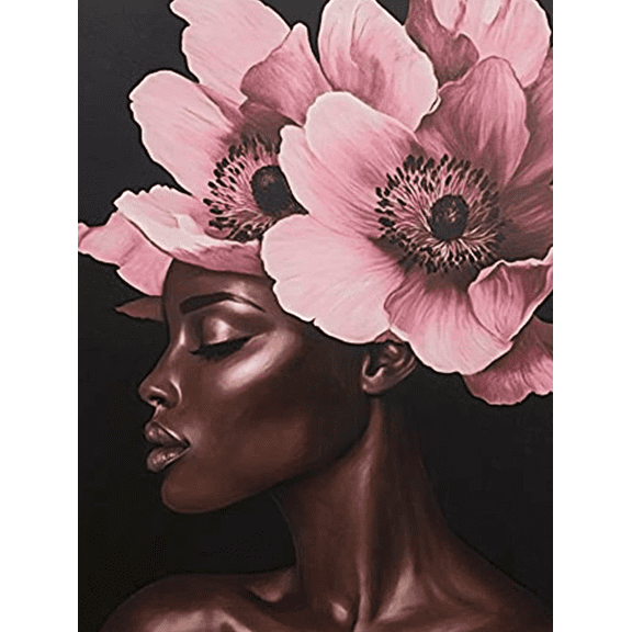 Pink Flower Woman Canvas Painting，Suitable for Living Room，Bedroom，Bathroom，Office，and Hallway Decoration.