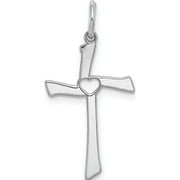 Sterling Silver Rhodium-Plated Laser Designed Cross Pendant (25 X 12) Made In United States qxr199